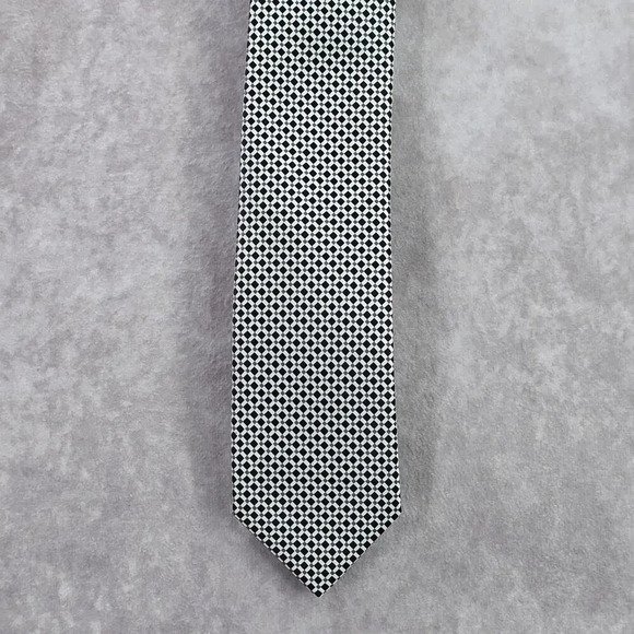 J. Ferrar White Black Checker Geometric Executive Neck Tie Men's - Picture 1 of 6